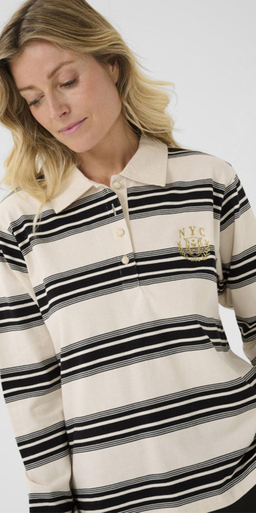 Cream Striped Rugby Shirt