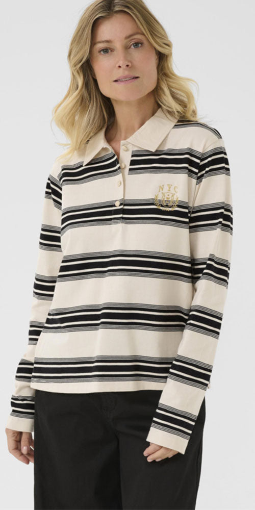 Cream Striped Rugby Shirt