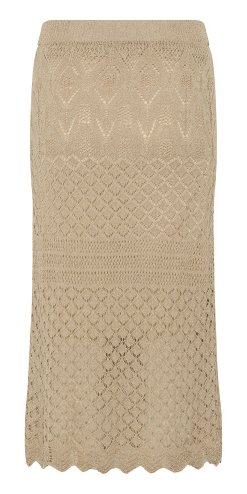 Cream Scallop Knit Skirt, taupe
