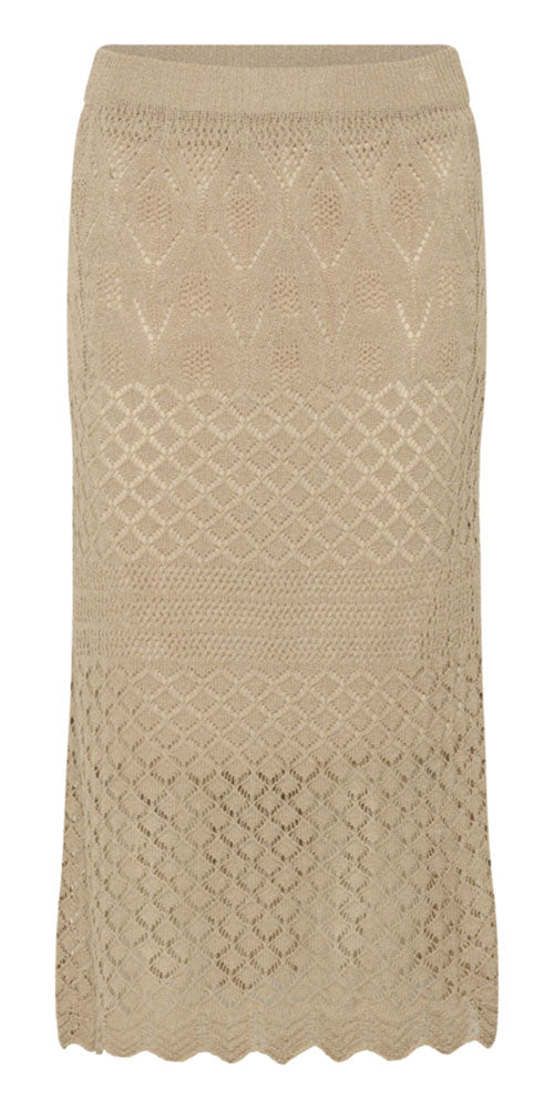 Cream Scallop Knit Skirt, taupe