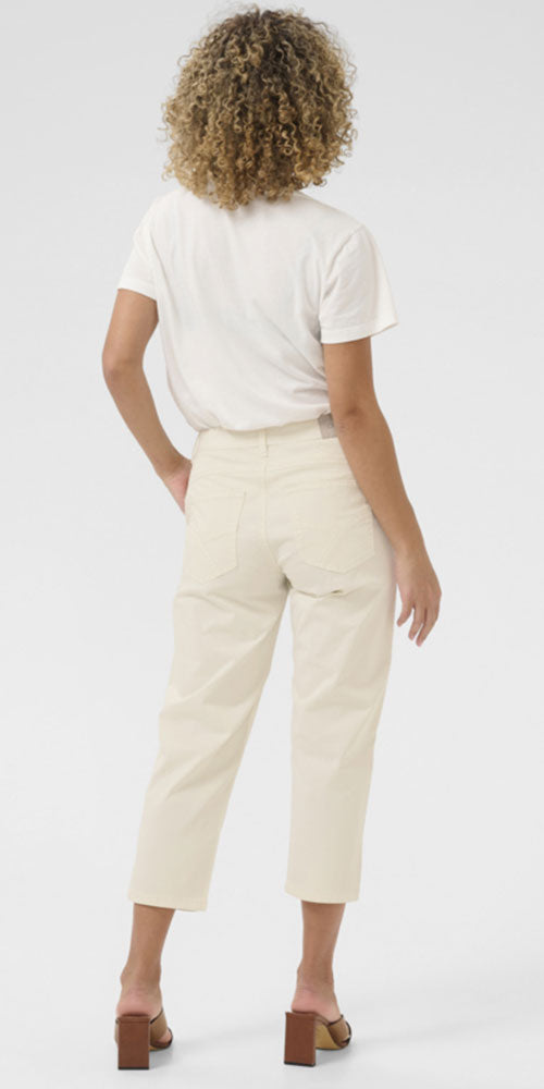 Cream Slim Crop Pants