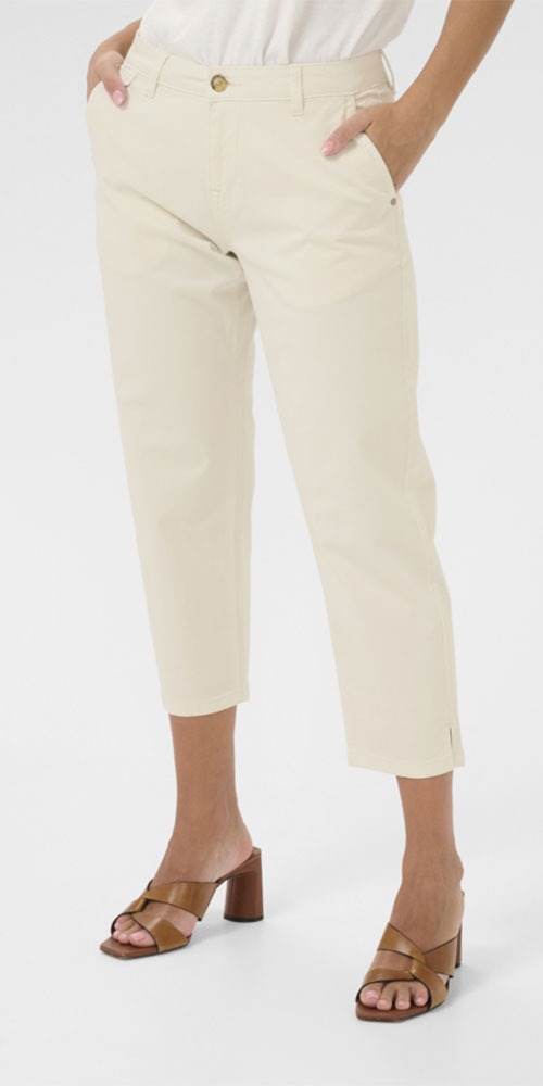 Cream Slim Crop Pants