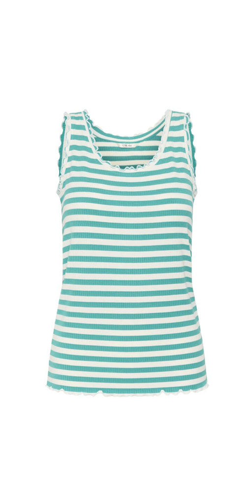Cream Striped Tank Top, turquoise