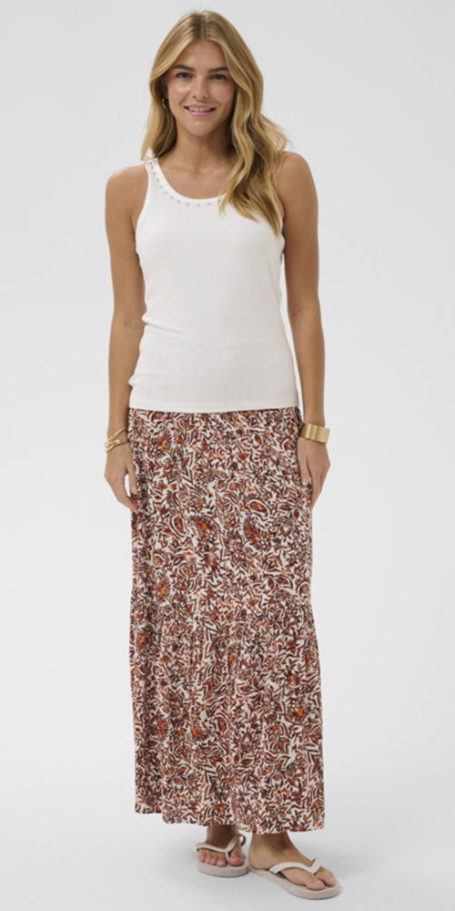 Cream Studded Tank Top, white