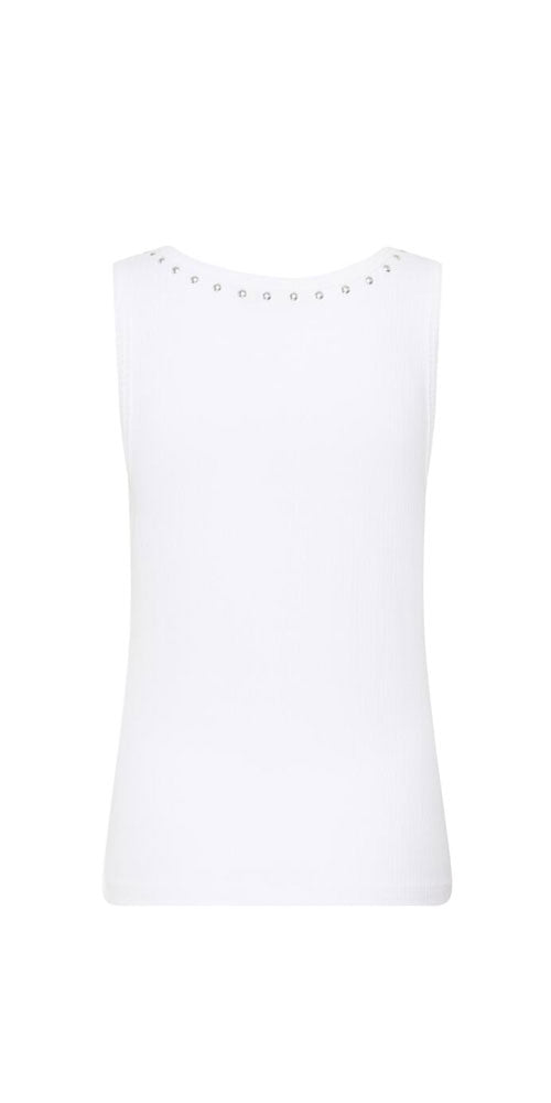 Cream Studded Tank Top, white