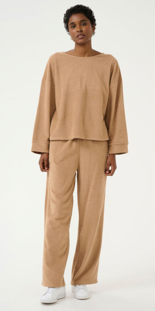 Cream Terry Fleece Pants