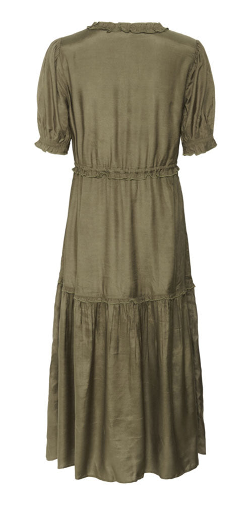 Cream Tiered Midi Dress