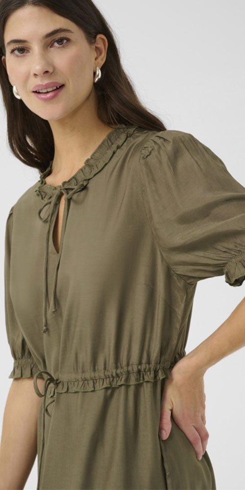 Cream Tiered Midi Dress