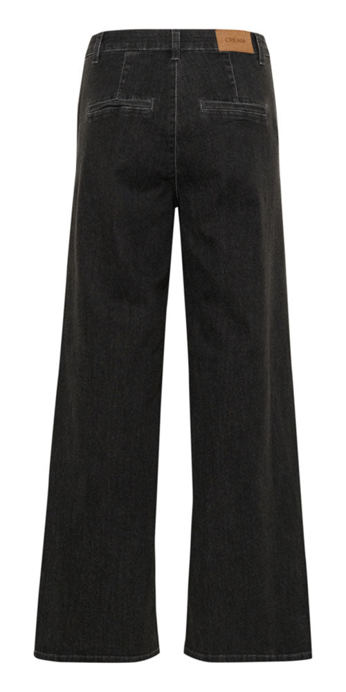 Cream Wide Leg Trouser Jeans, black wash