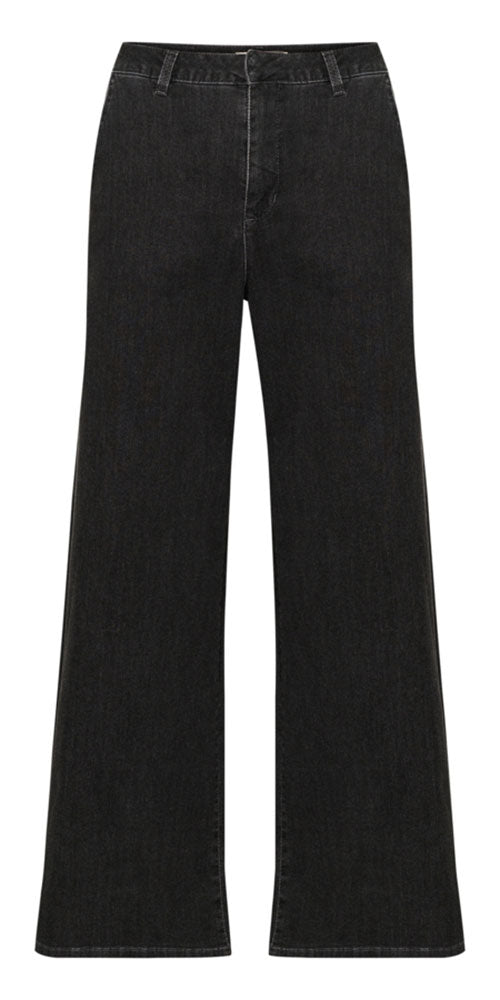 Cream Wide Leg Trouser Jeans, black wash
