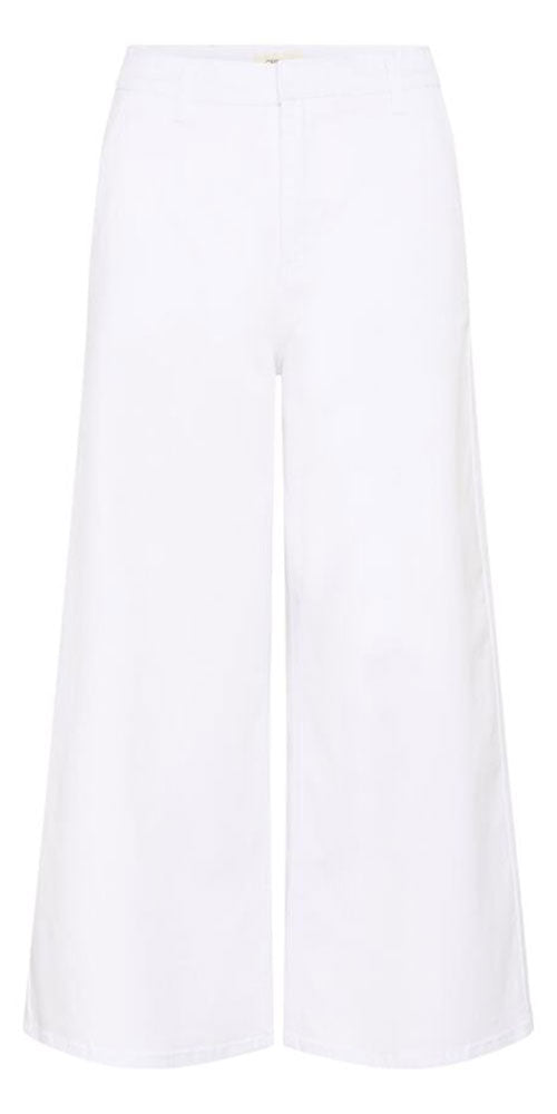 Cream Cropped Wide Trouser Jeans, bright white