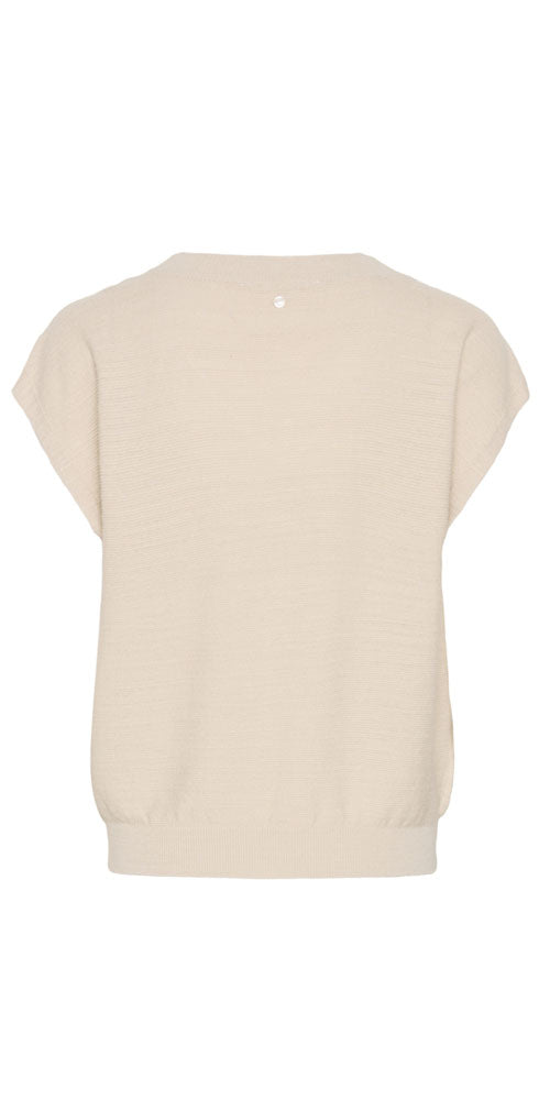 Cream V-neck Knit Pullover, sand