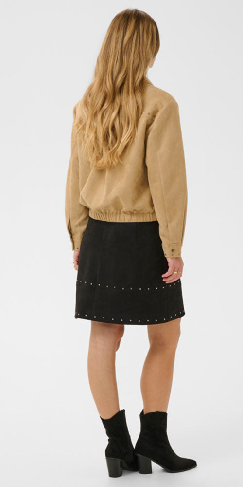 Cream Faux Suede Jacket, light camel