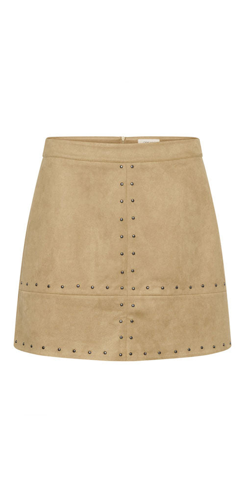 Cream Faux Suede Skirt, light camel