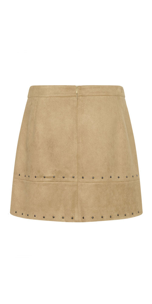 Cream Faux Suede Skirt, light camel