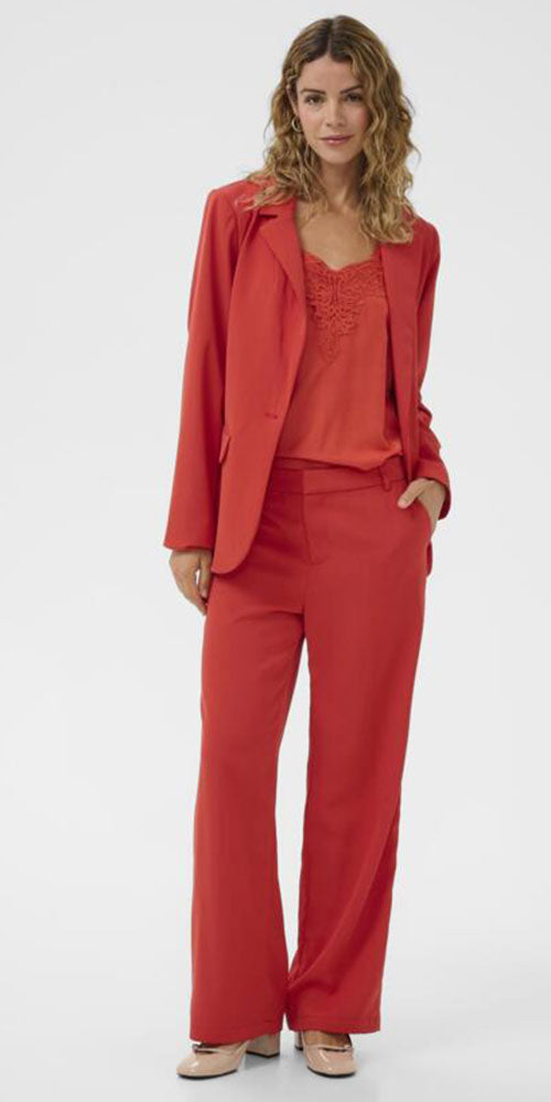 Cream Relaxed Fit Blazer, coral red