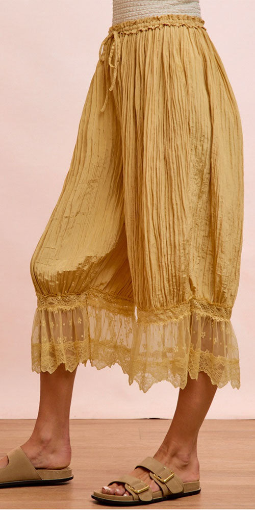 Lace Trimmed Silky Bloomers, mustard