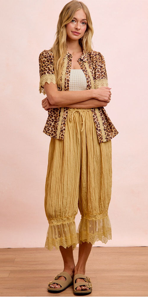 Lace Trimmed Silky Bloomers, mustard