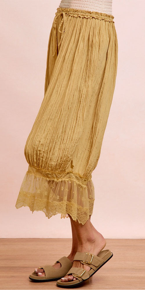 Lace Trimmed Silky Bloomers, mustard