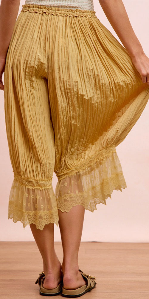 Lace Trimmed Silky Bloomers, mustard