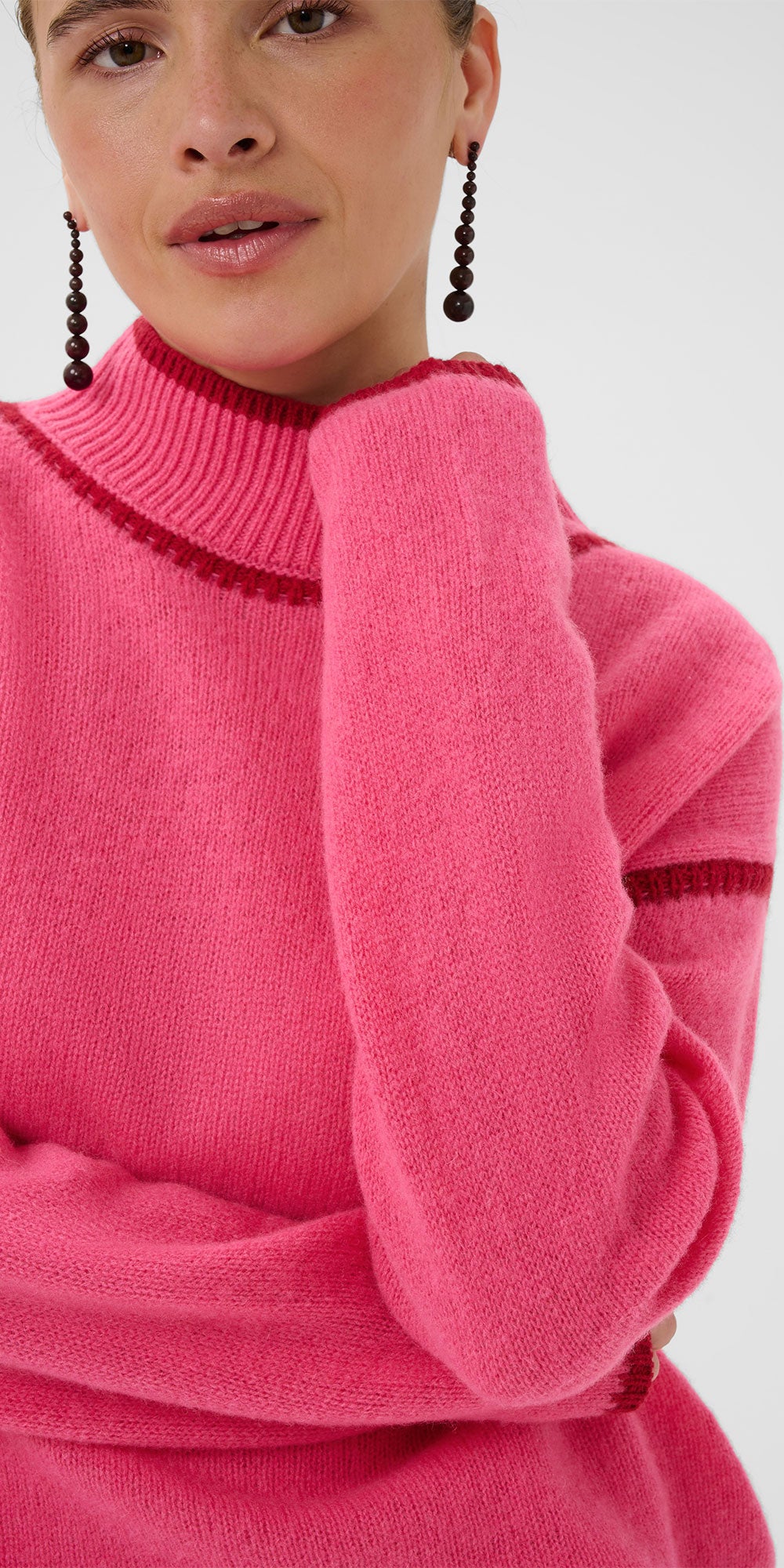 Culture Wool Blanket Stitch Sweater, pink