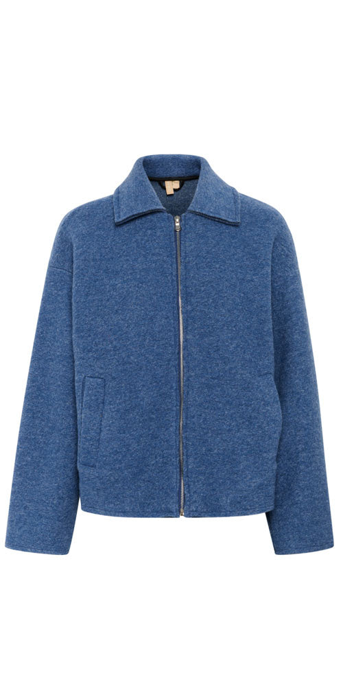 Culture Boiled Wool Zip Jacket, blue
