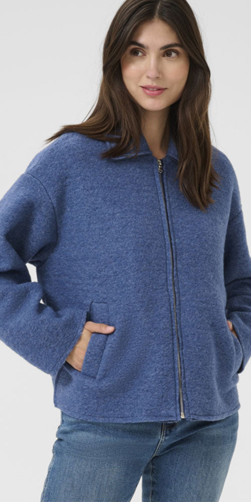 Culture Boiled Wool Zip Jacket, blue
