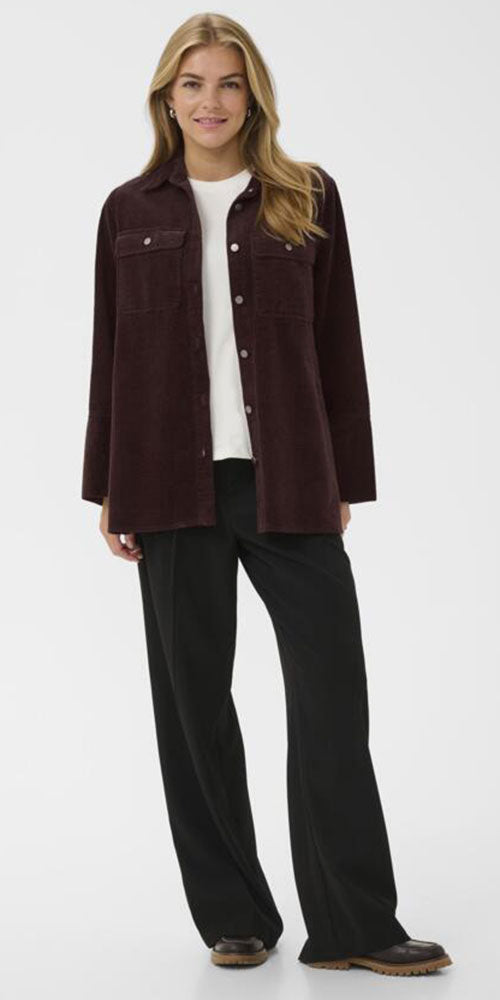 Culture Corduroy Shacket, dark fudge