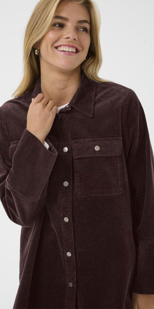 Culture Corduroy Shacket, dark fudge