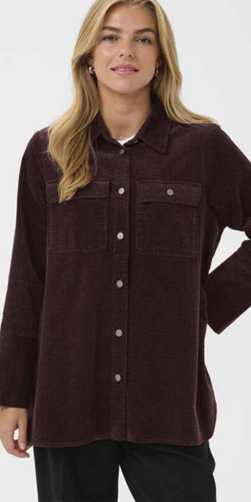 Culture Corduroy Shacket, dark fudge