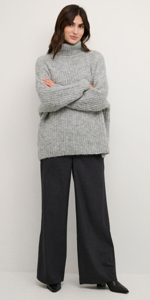 Culture Rib Turtleneck Pullover, light grey