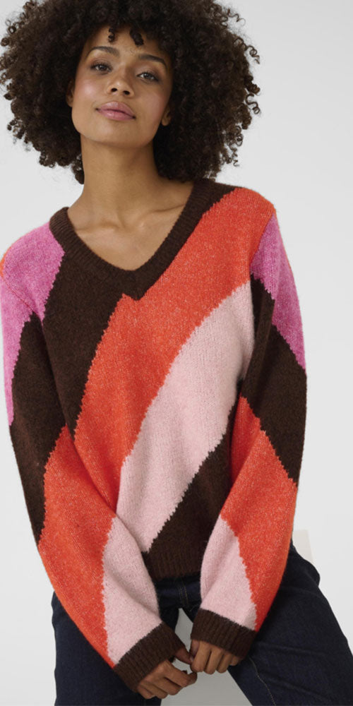 Culture Diagonal Stripe Sweater