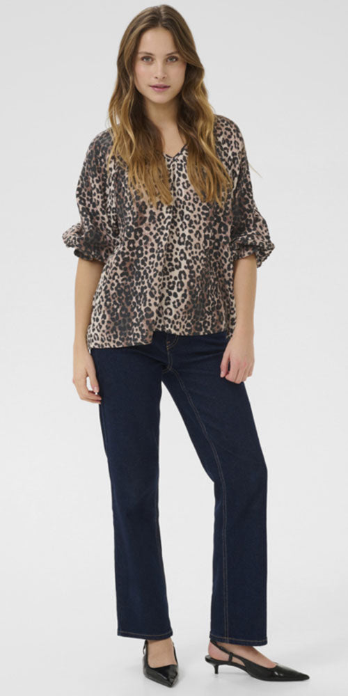 Culture Gauzy Cotton Blouse, leopard