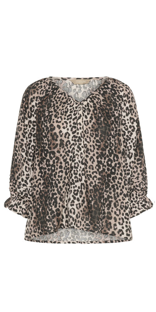 Culture Gauzy Cotton Blouse, leopard