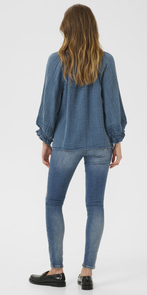 Culture Gauzy Cotton Blouse, indigo
