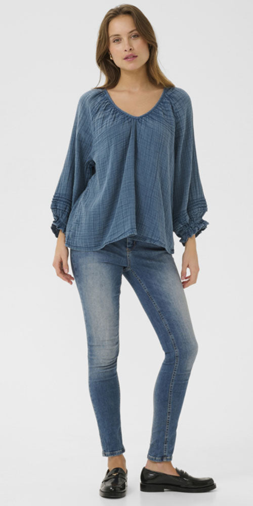 Culture Gauzy Cotton Blouse, indigo