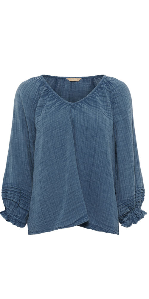 Culture Gauzy Cotton Blouse, indigo