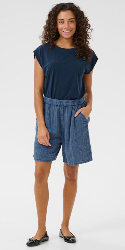 Culture Gauzy Cotton Shorts, indigo