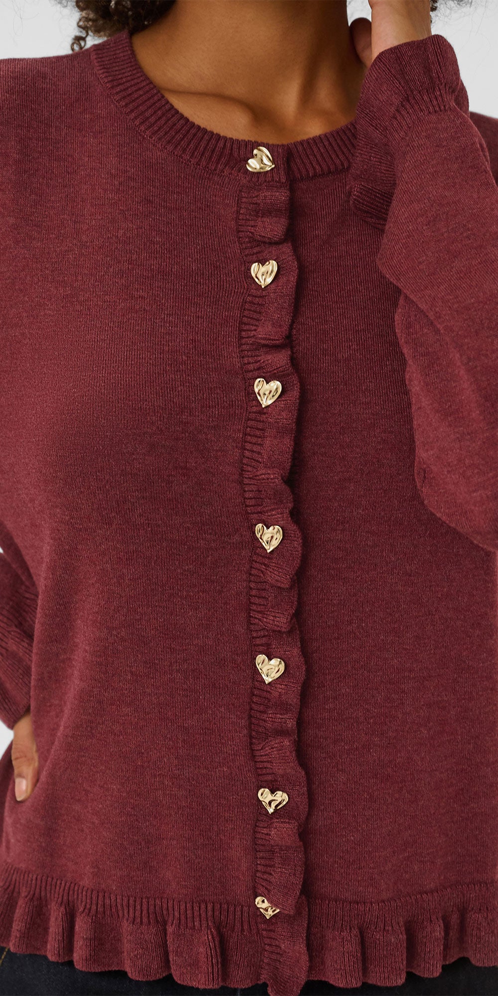 Culture Heart Button Frill Cardy, wine
