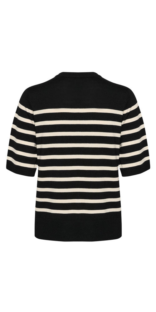 Culture Light Short Sleeve Sweater, black stripe