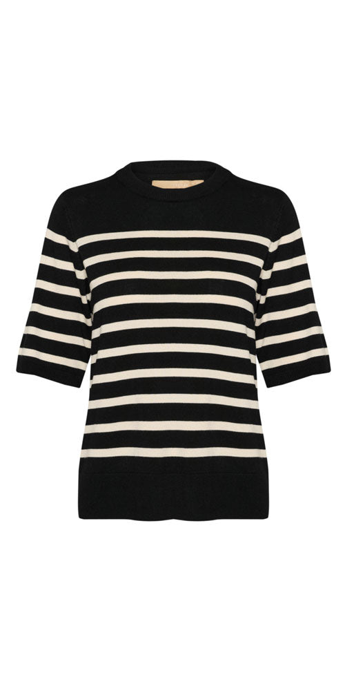 Culture Light Short Sleeve Sweater, black stripe