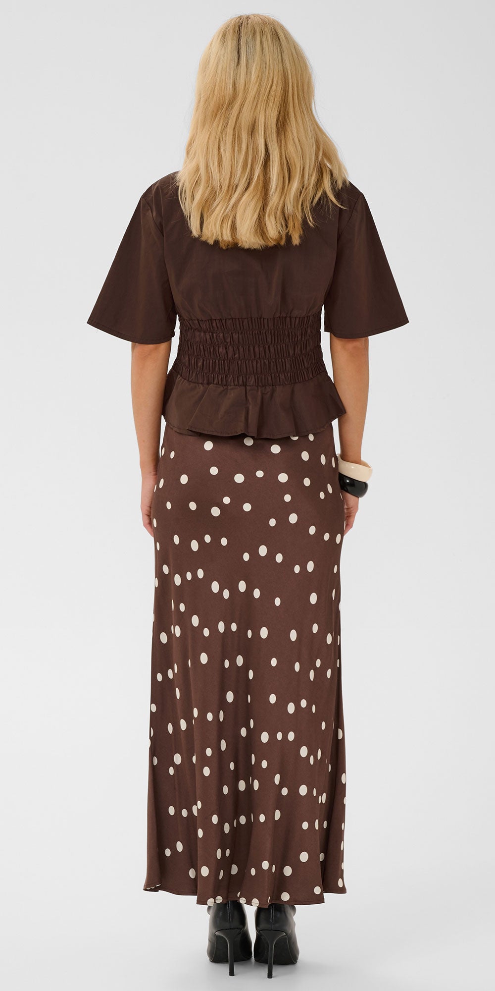 Culture Stitched Detail Blouse, dark brown