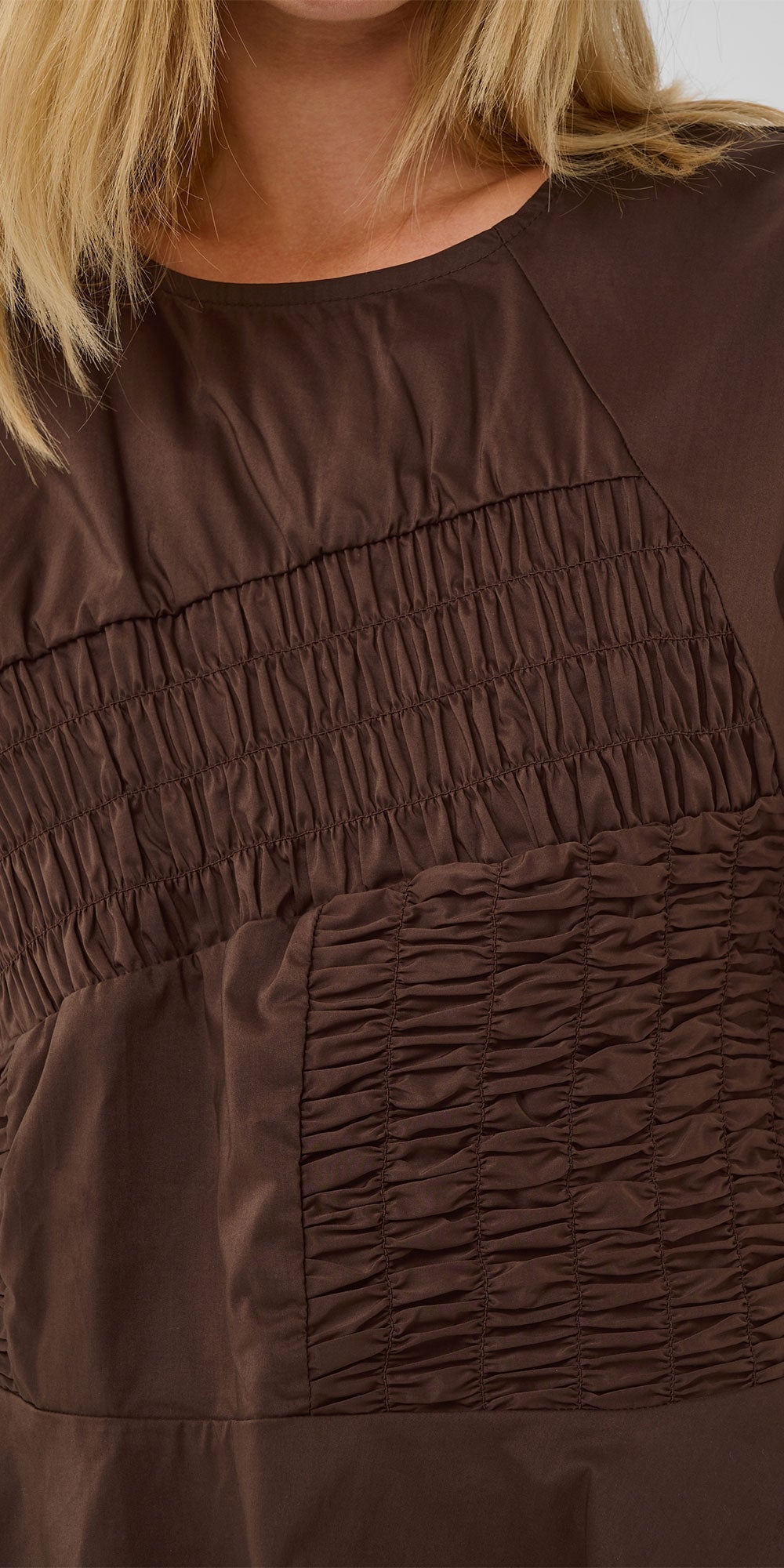 Culture Stitched Detail Blouse, dark brown