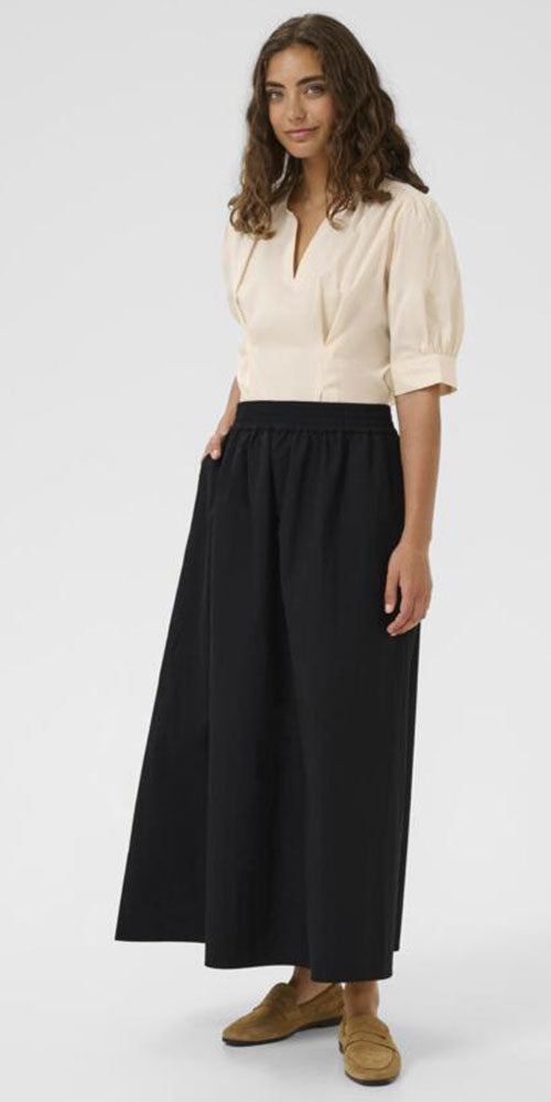 Culture Full Poplin Skirt, black