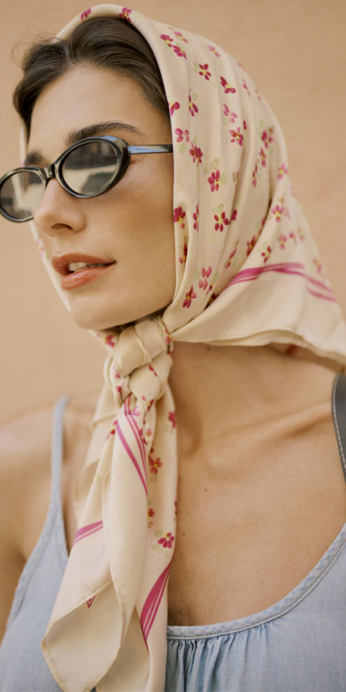 Culture Silk Scarf, pink floral