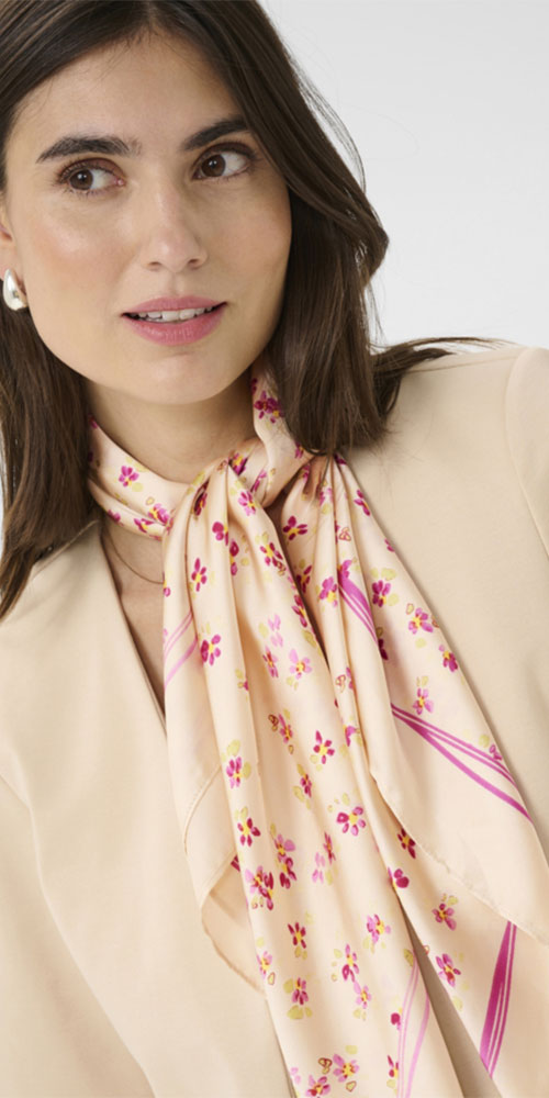 Culture Silk Scarf, pink floral
