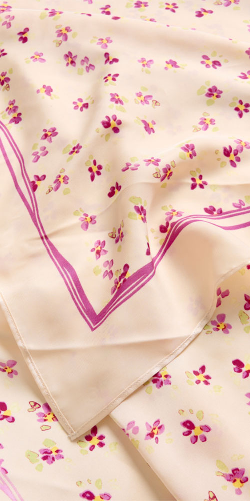 Culture Silk Scarf, pink floral