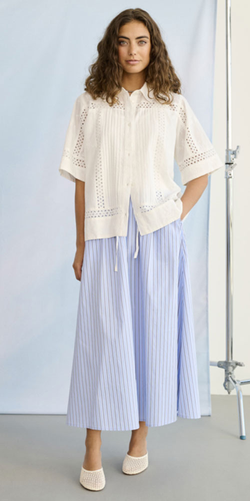 Culture Striped Poplin Skirt