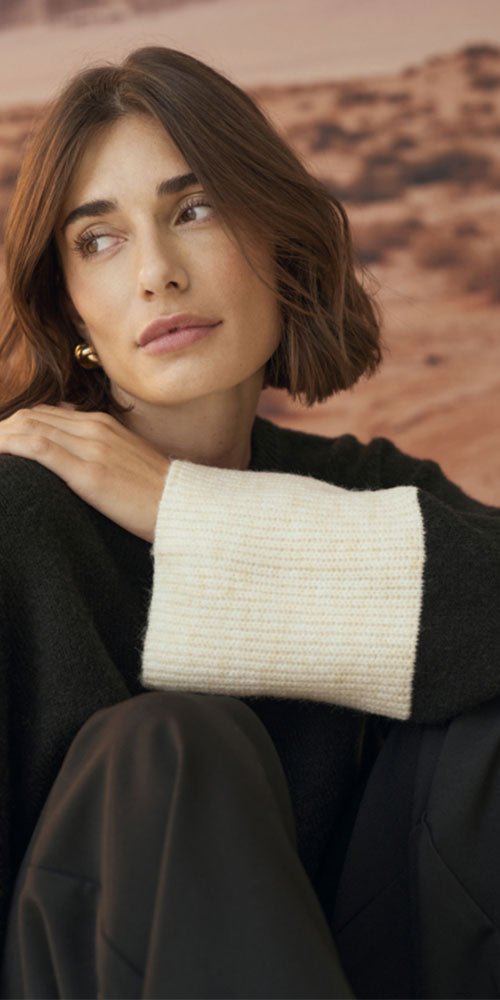 Culture Colour Blocked Pullover, black/white