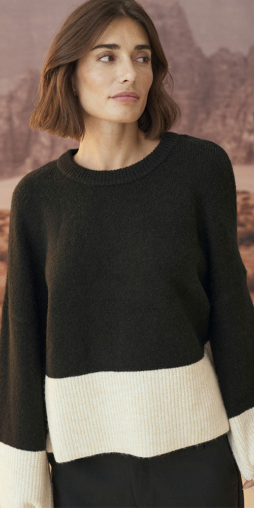Culture Colour Blocked Pullover, black/white